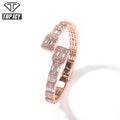 Upgrade Safety Clasp Round Cz baguette Cz Mix Paved INS Hot Iced Out Women Bracelet Bangle Rose Gold Silver Women Luxury Bangle