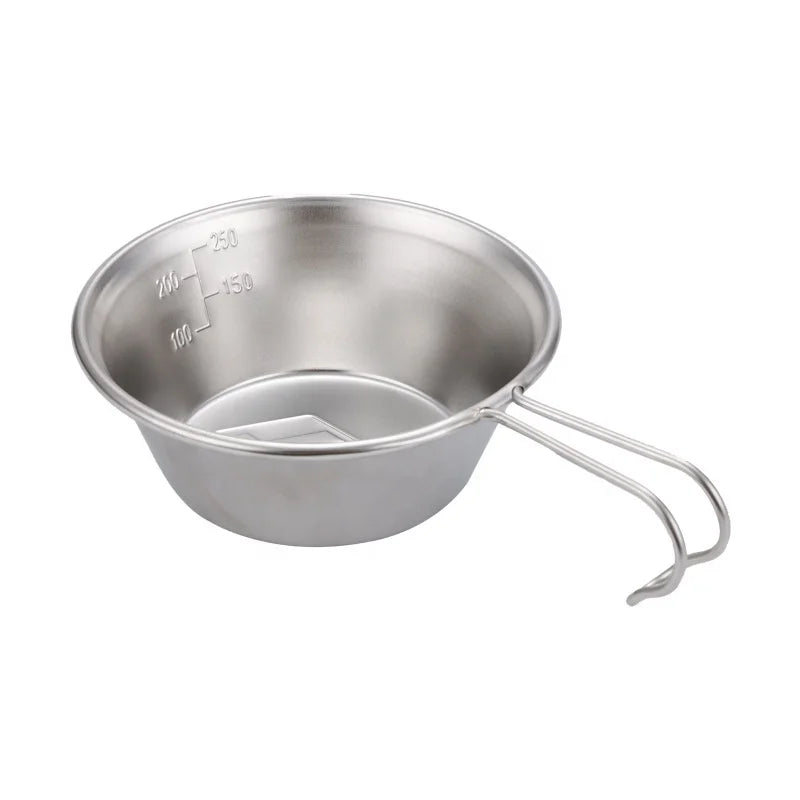 Sierra 300ml Stainless Steel Camp Tableware Folding Handle Outdoor Cup with Bowl Camping & Hiking Products