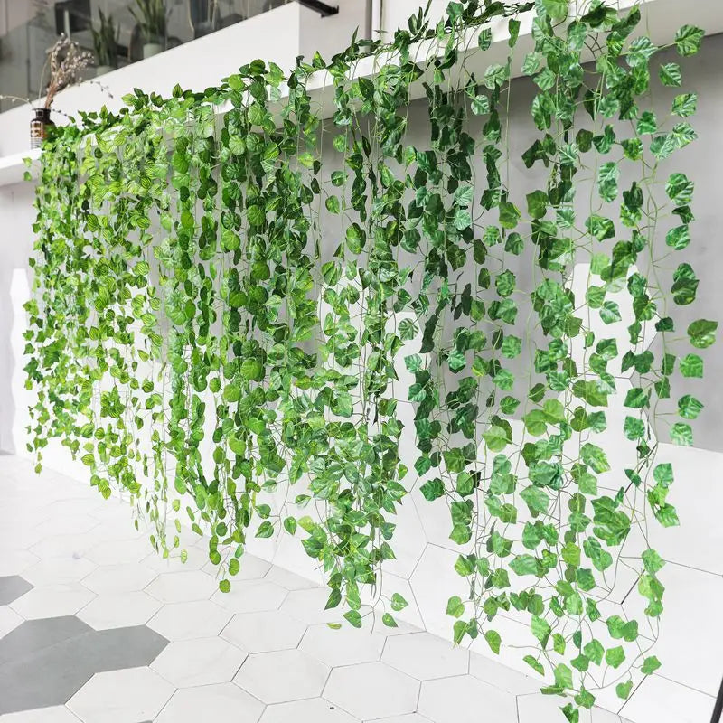 M05 Wholesale 12pcs Flower Garland Vine Grape Artificial Ivy Leaf Plants Vine Plant for Wedding Home Decoration