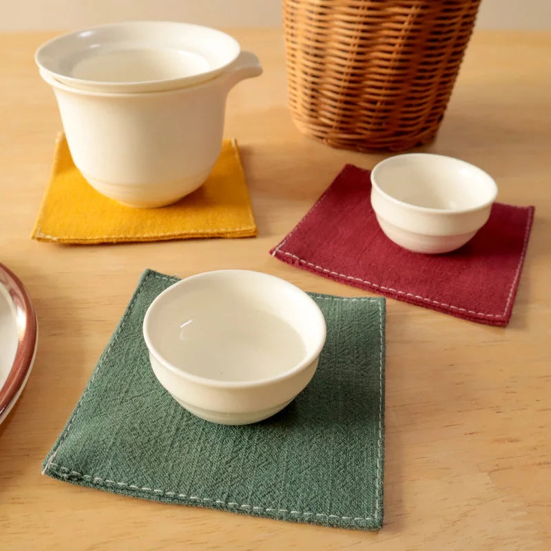 Double Side Design Linen coaster Linen coaster 100% Linen coaster Mug Drink Mat Pad