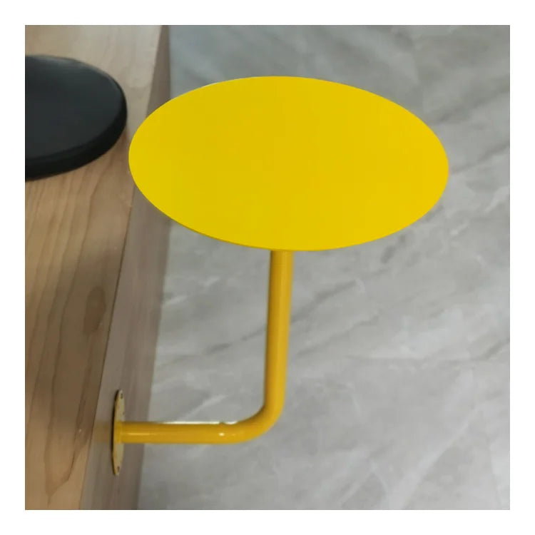 Coffee Shop Wall Hanging Small Round Table Milk Tea Shop Card Holder Side Table Yellow Small Tea Table Against the Wallsidetable