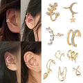 Bohemian Gold Plated Star Leaves Non-Piercing Ear Clip Earrings Simple Cartilage Ear Cuff Jewelry for Children's