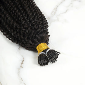 Wholesale I Tip Human Hair Extensions 10-28 Inches Kinky Curly Double Drawn Human European Hair