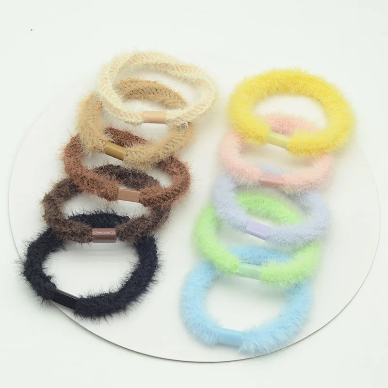 Twisted Velvet Elastic Hair Bands Plush Hair Ties Hair Scrunchies for Women Elasticity Rubber Ropes for Women Girls Accessories