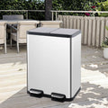 Iintelli 50L Stainless Steel Rectangular Double Trash Can Household Standing Bin with Soft-Close Foot Pedal Large Capacity