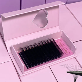 Wholesale Fur Individual Eyelash Extension Trays Private Label Matte Black Volume Natural Long Lash Extensions