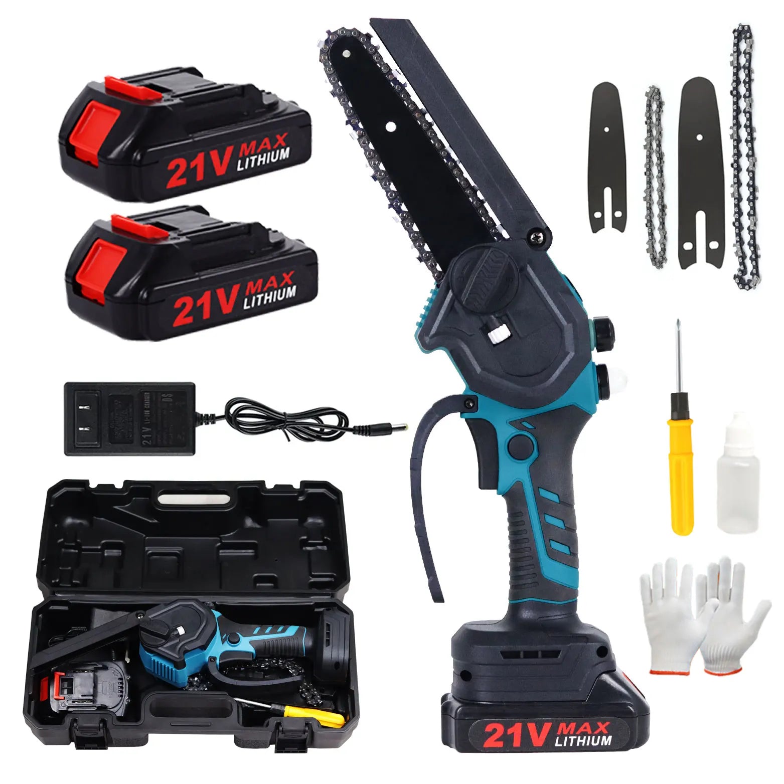 ACS145 Factory Supply Industrial 21V Mini Cordless Brushless/Brush Chainsaw Lithium Battery Wood Cutting Electric Chain Saw