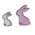 Brand New Heart Sequin Patch Iron on Embroidery Chenille  Cute Rabbit Embroidery Patch