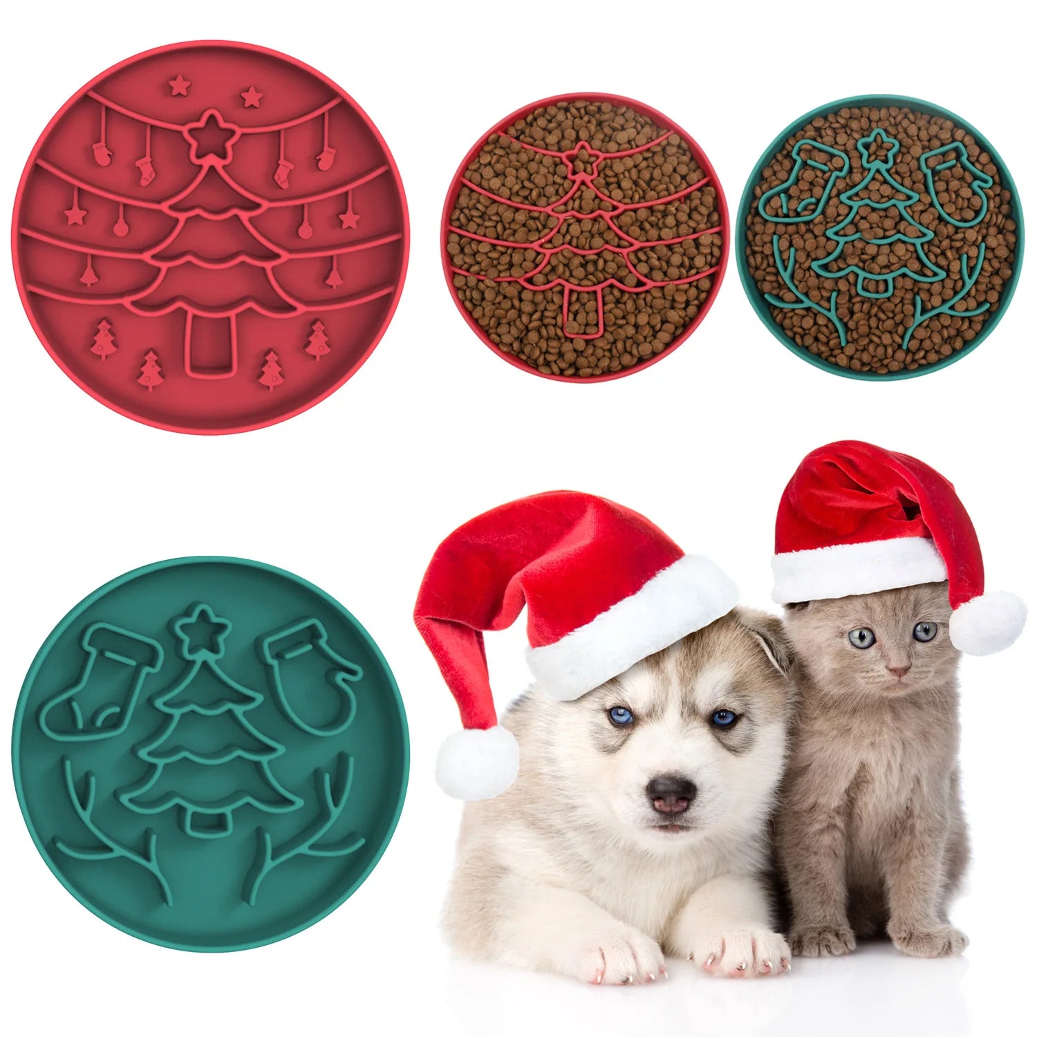 Pet Cats Food Bowls Christmas Dog Slow Feeder with Suction Cup