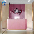 Luxury Pink Reception Desk Beauty Hair Salon Cashier Counter Small Clinic Reception Desk for Nail Salon MegaBDM