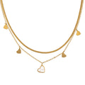 Ivanda Stainless Steel Waterproof Jewelry 18k Gold-plated PVD Heart Charms Double Layer Chain Necklaces