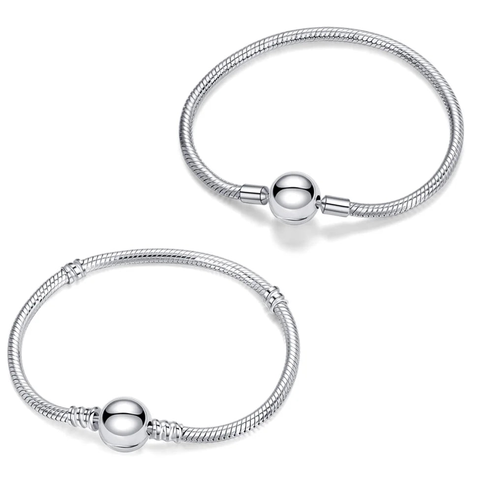 Factory Wholesale S925 Sterling Silver Simple Snake Bone Bracelet Women Beaded Jewelry DIY Charm Bracelet Jewelry Gift