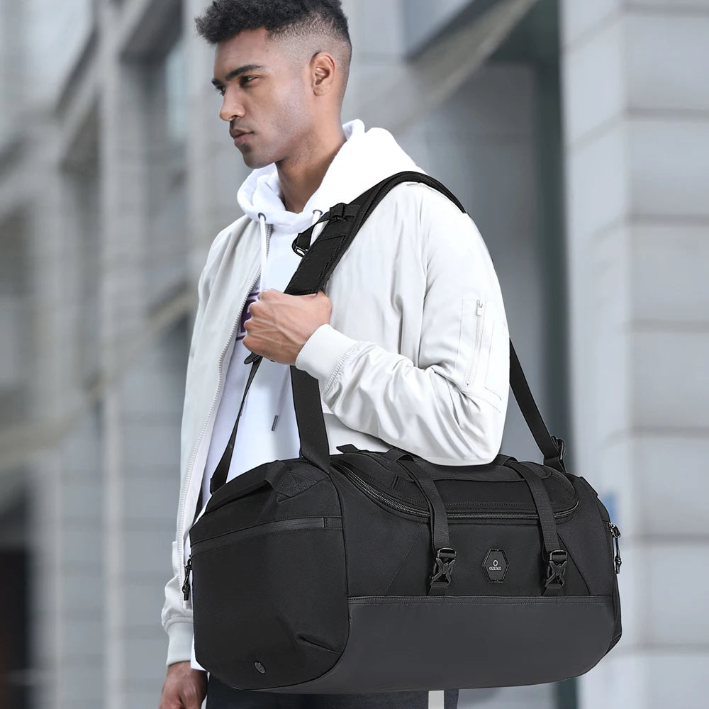 OZUKO 9747 Duffle Bag Shoes Compartment Foldable Water Repellent Large Packable Travel Laptop Backpack Zipper Polyester for Men