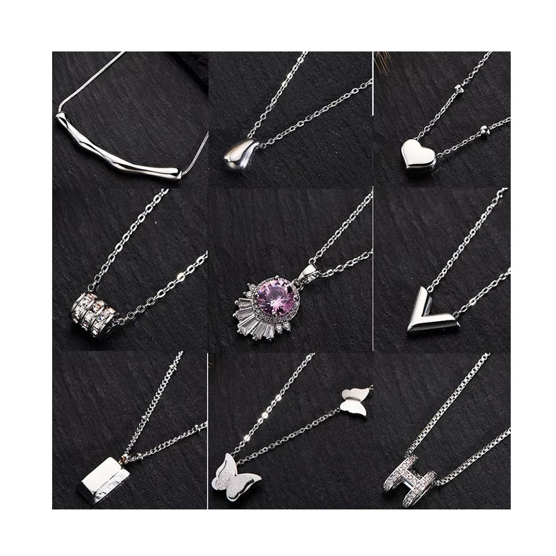 Wholesale Roman Numerals Inlaid Diamond Pendant Necklace Stainless Steel with Interlocked Circle Shape Engraved Gold for Women