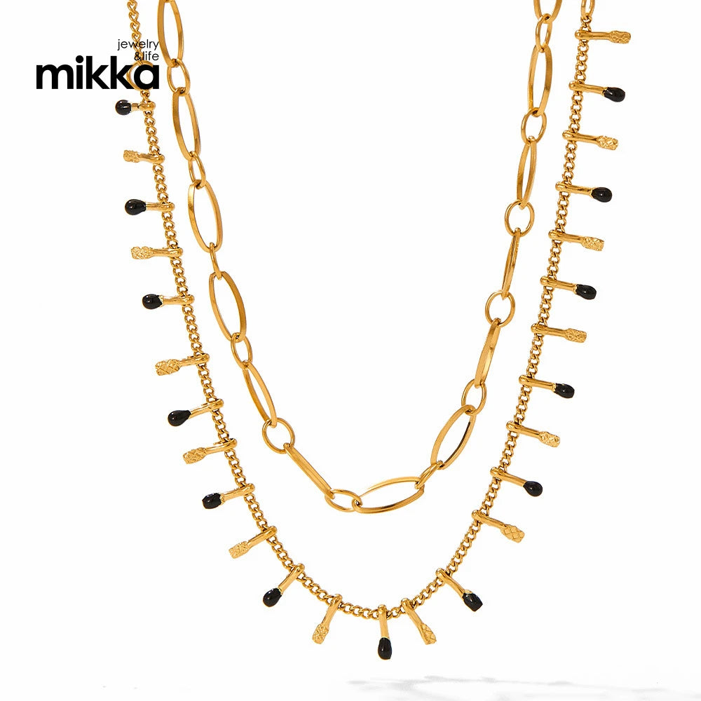 Women's High Quality Waterproof Stainless Steel Multilayered Tassel Necklace Gold Chain Sweater Chain Fashionable Jewelry