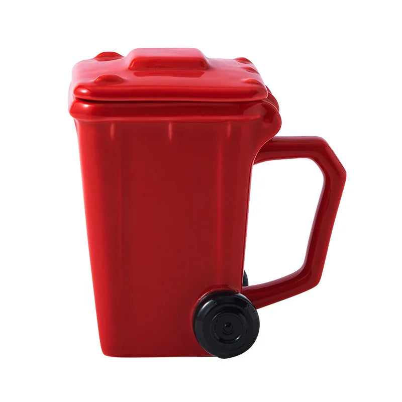 Novelty Trash Can Shape Mug Color Box Creative Coffee Mugs HANDGRIP Racing Car Coffee Mugs Ceramic Cup 3D Recycle Bin Daily