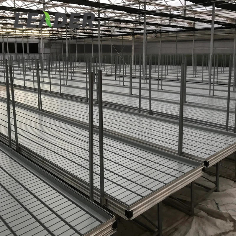 Multi Span Greenhouse Galvanized and Aluminum Adjustable Height Table Bench Seedbed Greenhouse Growing