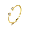 Wholesale Hot Sale 925 Sterling Silver Jewelry 14K Gold Plated Insert Cubic Zircon Open Adjustable Ring for Dainty Wear Gift