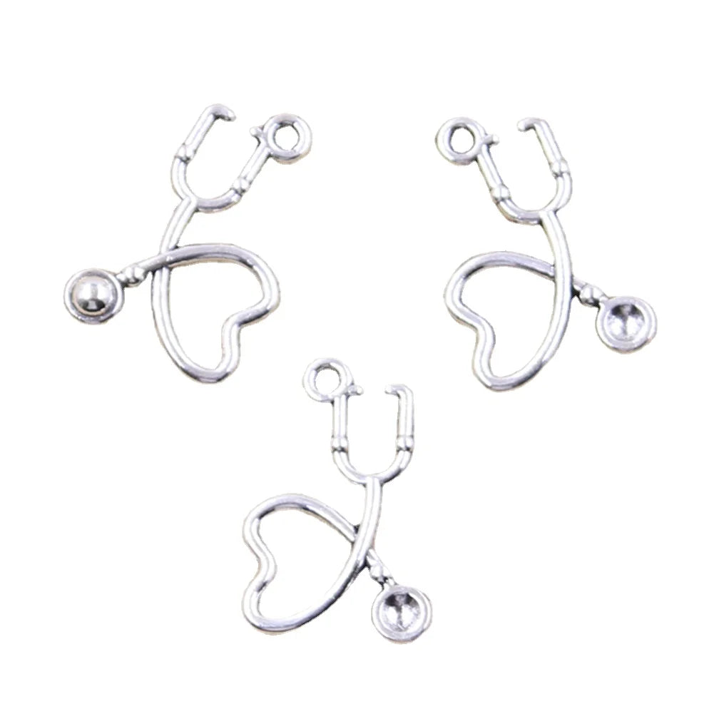 Charms Doctor Stethoscope 22x14mm Tibetan Silver Color Pendants Antique Jewelry Making DIY Handmade Craft