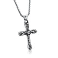 Custom Cubic Zirconia Diamond Inlay Cross Necklace Mens Silver Stainless Steel Cross Fine Pendant for Mother's Day Gift Jewelry