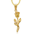 2025 Hot Fashion Anniversary Jewelry Gift Stainless Steel Rose Flower Pendant Necklace Gold Plated Rose Charm Necklace Women