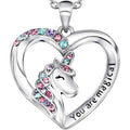 Wholesale Custom Jewelry Unicorn Colorful Zircon Pendant Cubic Zircon Gemstone Pendant Necklace Jewelry for Women