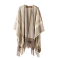 Wholesale New Stock Women's Large Cashmere Poncho Autumn Winter Warm Wool Cloak With Spell Color Plaid Thick Shawl