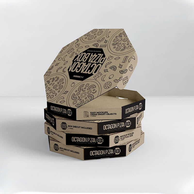 Eco- Friendly Octagonal Design Custom Corrugated Paper Take Out Packaging Pizza Box