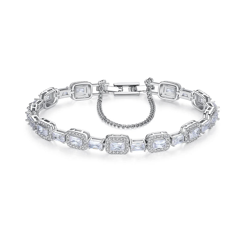 LUOTEEMI  Charm Jewelry Zirconia Tennis Bracelets Classic Square Stone Charm Bracelet Wholesale