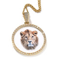 Popular Animal Necklace Pendant with Iced CZ Large Medallions 68mm Tennis Chain Heart/Crown Shape-Fashion Jewelry Pearmain Stone