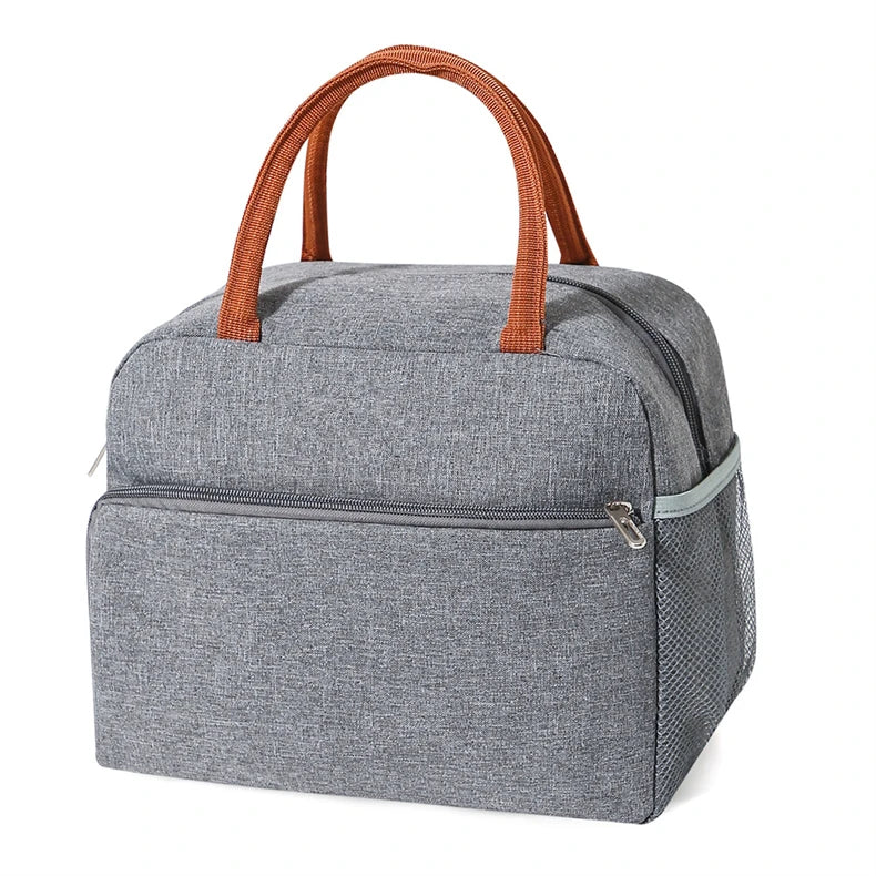Custom Logo Kids Tote Lunch Bento Bag Oxford Waterproof Insulated Thermal Picnic Cooler Zipper Closure Large Capacity Portable