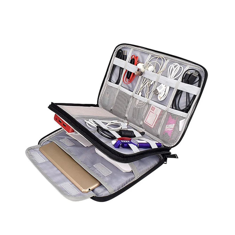Travel Large Capacity Waterproof Electronics Accessories Organizer Earphone Bag for USB Data Earphone Charger Kit