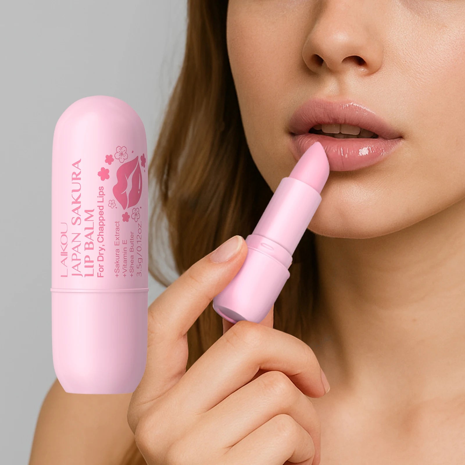 LAIKOU Japan Sakura Vitamin E Shea Butter Lip Balm Nourishing Eco Friendly Lip Care Balm Fruit Flavor Lip Moisturizer