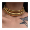 New 18k Gold Plated Tarnish Free Stainless Steel Vintage Gypsy Silver Stretch Chunky Statement Choker Necklace YF3502