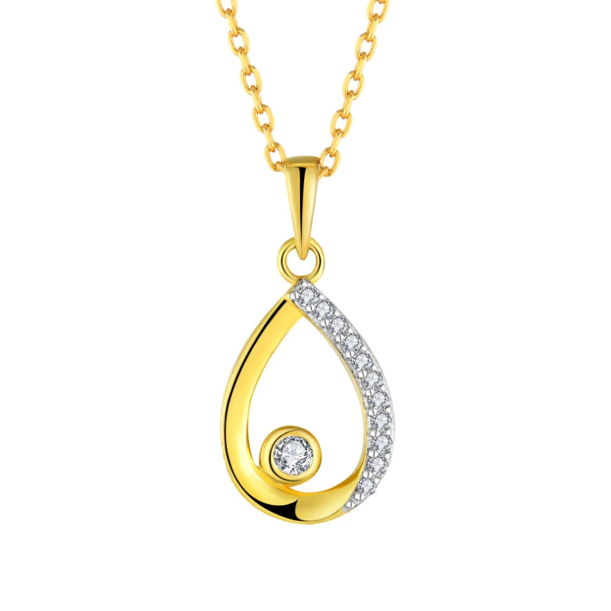 Customizable 925 Sterling Silver Women's High Quality Gold Plated Necklace CZ Zirconia Water Drop Wedding Gift for Parties MegaBDM