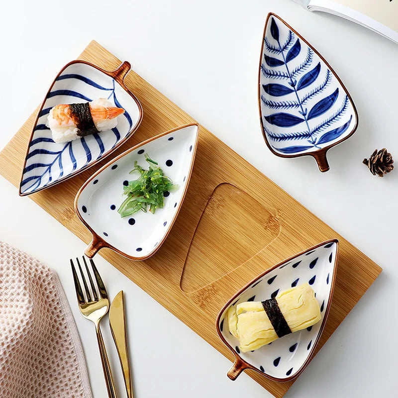 Creative Leaf Shape Seasoning Bowl Ceramic Multipurpose Small Plates Appetizers Snack Dish Sauce Plate Dish
