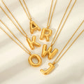 2024 New Trendy 18K Gold Plated PVD Pendant Waterproof Stainless Steel Bubble Letter Necklace for Women