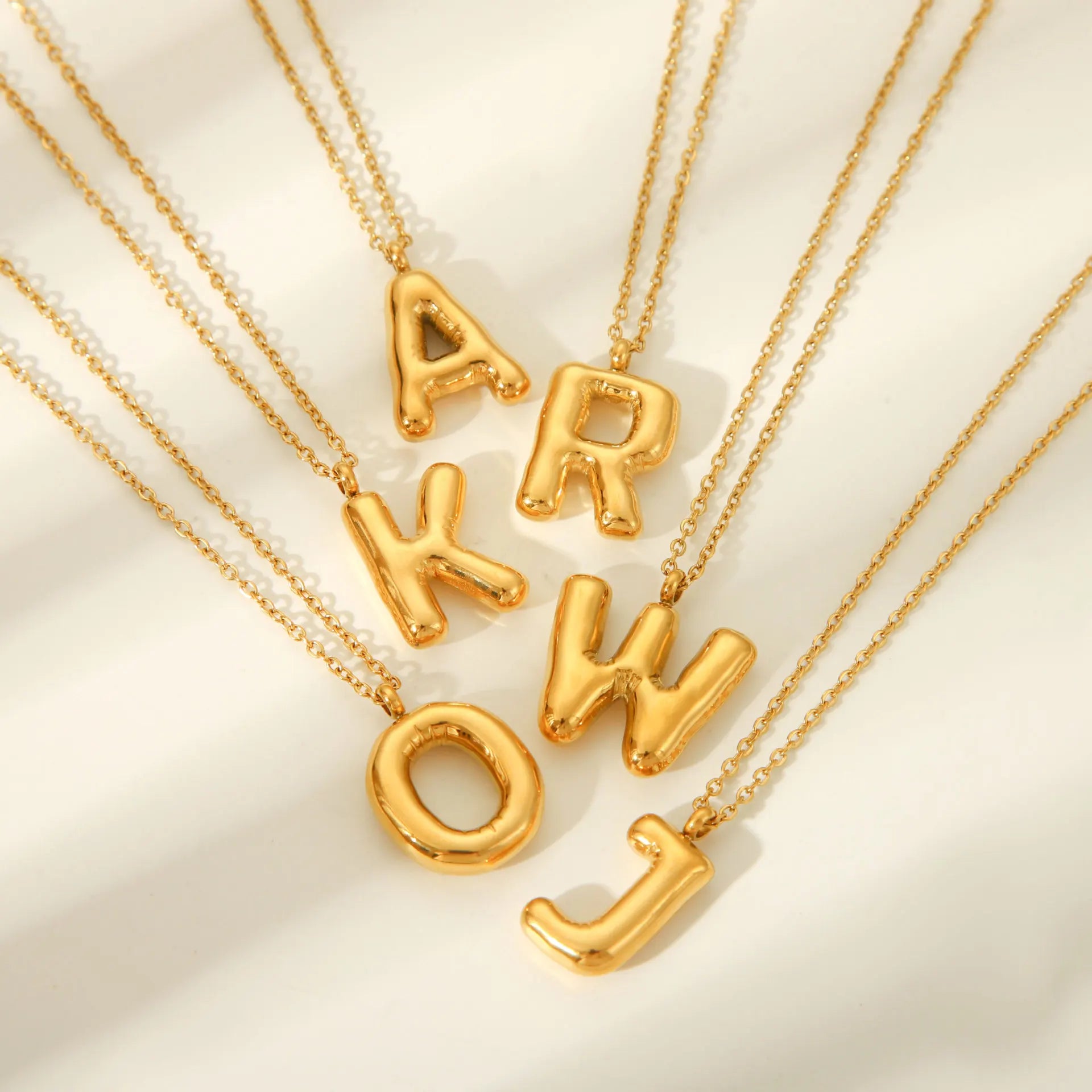 2024 New Trendy 18K Gold Plated PVD Pendant Waterproof Stainless Steel Bubble Letter Necklace for Women