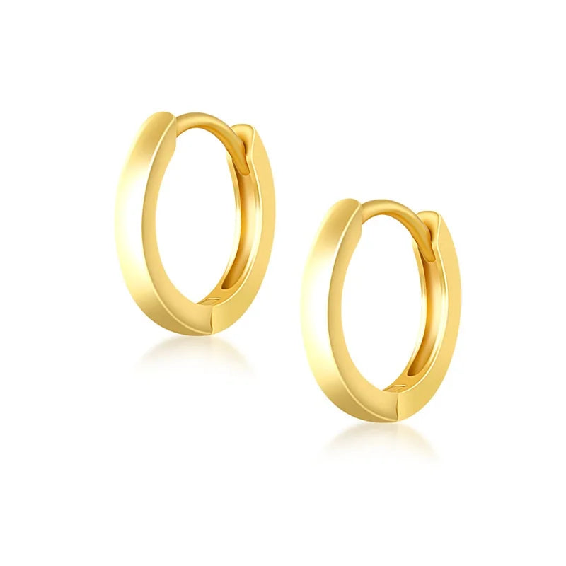 High End 18k Gold Plated Jewelry 925 Sterling Silver Plain Simplist Hoop Earrings Dainty Silver Earring