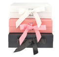Custom Logo Luxury White Magnet Flap Clothing Paper Box Foldable Magnetic Closure Gift Boxes With Ribbon