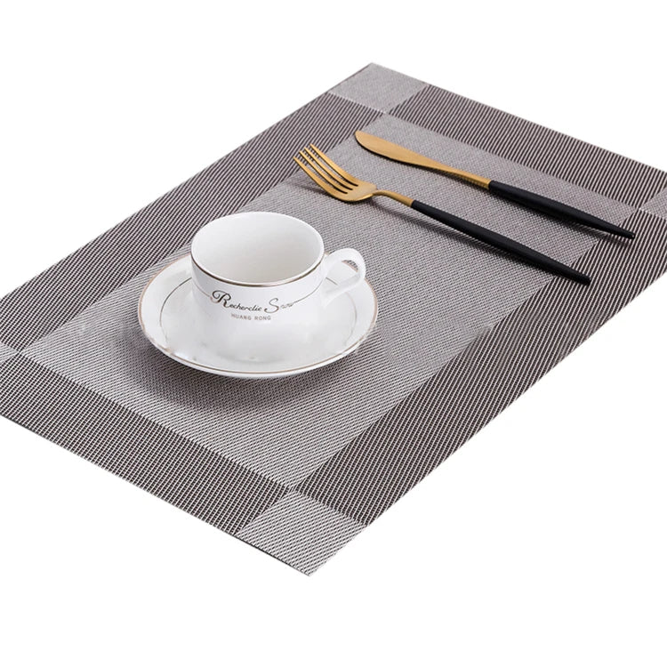 PVC Washable Placemats for Dining Table Mat Non-slip Placemat Foldable Vintage Vinyl Woven Kitchen Placemat