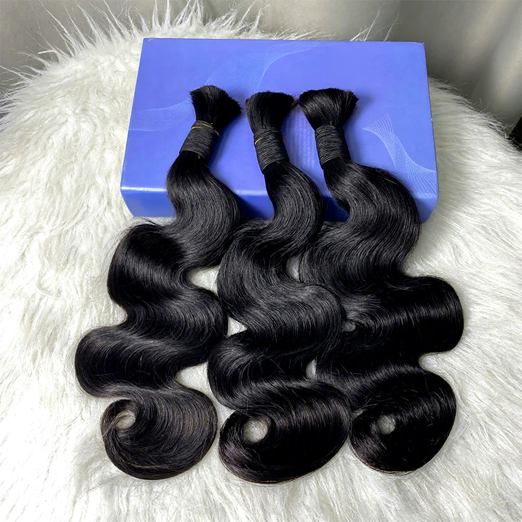 Wholesale Human Braiding Hair Bulk Cuticle Aligned Machine Double Weft Natural Wave Body Wave Virgin Hair for Braiding