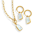 Luxury Irregular White Shell Stainless Steel Pendant Natural Geometric Shell Hoop Earrings Set 316L Jewelry