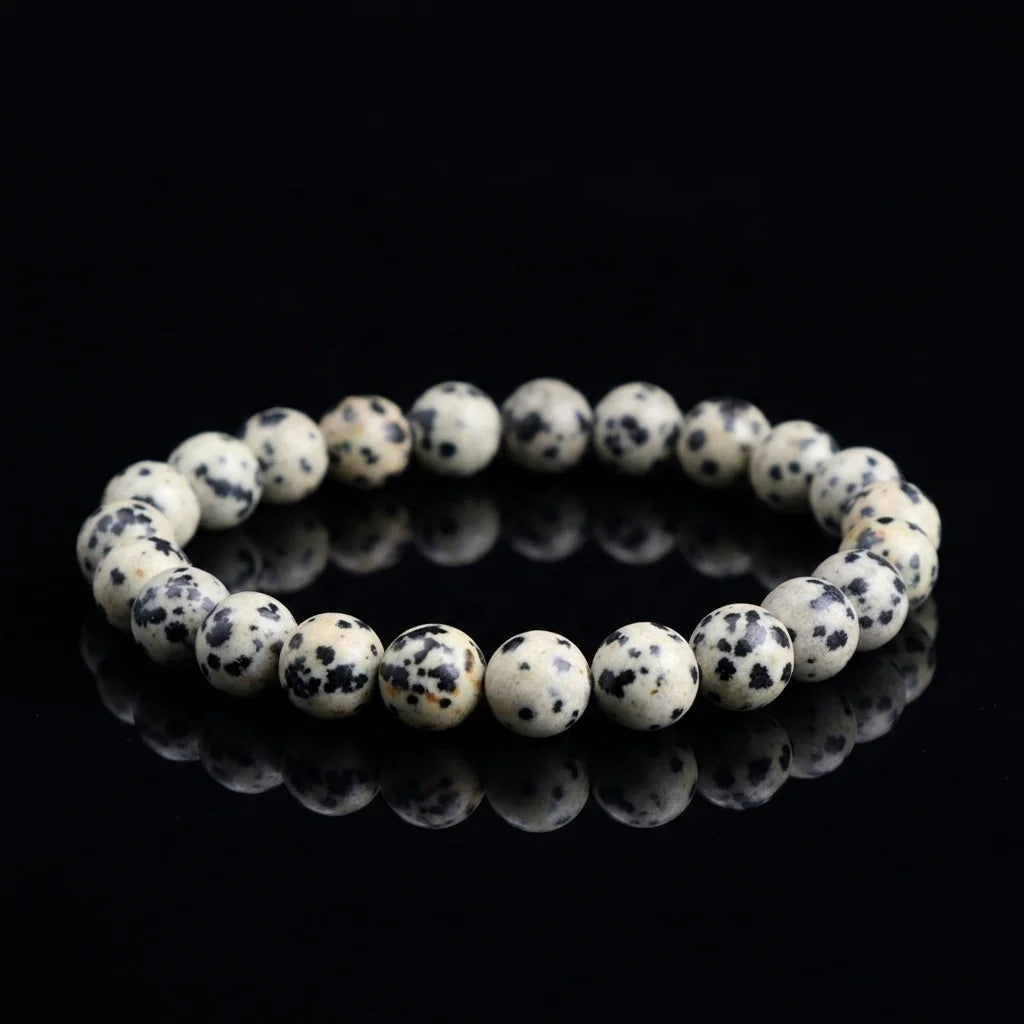 8mm Natural Dalmation Jasper Gemstones Round Beads Bracelet Energy Power Crystal Healing Elastic Stretch Bracelets