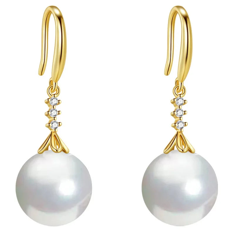 SC Fashion Long and Short Design Ear Hook Temperament Acrylic Earrings Elegant 925 Silver Plated Pearl Dangle Earrings for Women