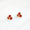 Ilona Wholesale New Cute Vintage Wine Red 18k Gold Plated Women's Stud Earrings Exquisite Unique Jewelry for Anniversary