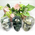 Wholesale Natural Healing Quartz Crystal Gemstone Moss Agate Skulls for Home Decoration