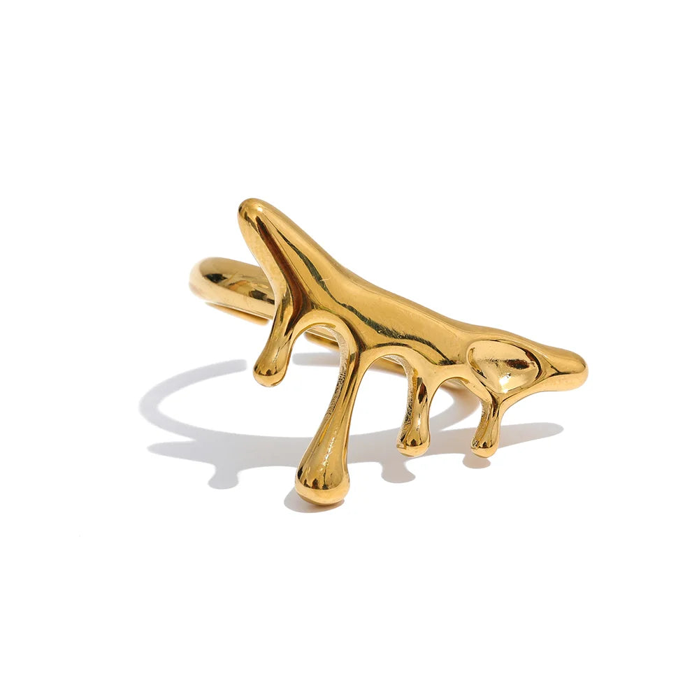 JINYOU 445 Cast Fashion Stainless Steel Waterproof Open Ring Personalize Charms PVD Real Gold 18K Plated Trendy Jewelry for Wome
