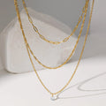 3 Layer Stainless Steel Necklace Light Luxury 18k Gold Plated Not Fade Necklace Collarbone Chain Inlaid Zircon Cross for Women