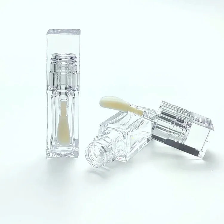 6ml Plastic Transparent Square Cosmetic Empty Lip Gloss Tube Container With Wand Concealer Stick with Large Brush Head